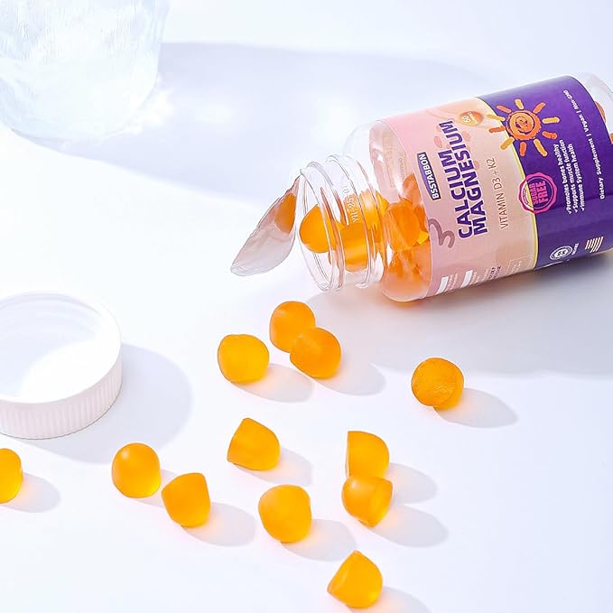 Calcium Magnesium Gummies for Adult: with Zinc Vitamin D3 K2 for Women Men Organic Sugar Free Vegan Chewable Gummy - High Absorption for Immune Strength（60count