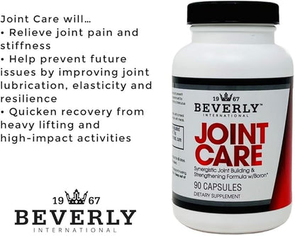 Beverly International Joint Care, 90 Capsules. All Over Joint Support. 3-Stage Collagen-Building Formula with Glucosamine, Chondroitin, MSM, Hyaluronic Acid. Increase Mobility with Less Discomfort.