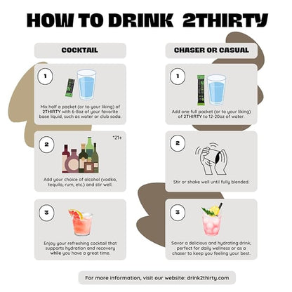 2THIRTY Hydration & Precovery Mixer | No Sugar, Zero Calories | Electrolyte Powder Packets + Vitamin B12, Aminos & Natural Herbs