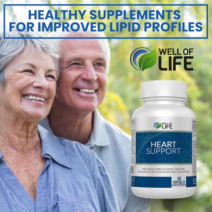 Well of Life Heart Restore: 60 Veg Capsules Helps Healthy Cholesterol, Triglyceride, Homocysteine & CRP Levels Within Normal Range : Made in USA, GMP Certified, Non-GMO