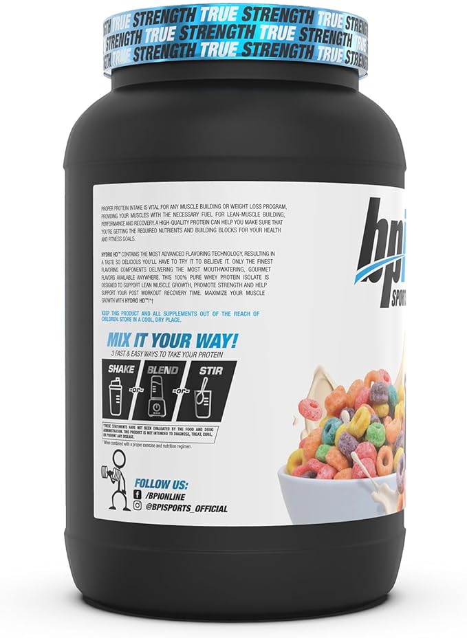 BPI Sports Hydro HD - 100% Hydrolyzed Whey Protein Powder - Muscle Growth, Recovery, 25g of Protein, Low Carb, Low Sugar, Fast Absorbing (23 Servings, Fruity Loopers)