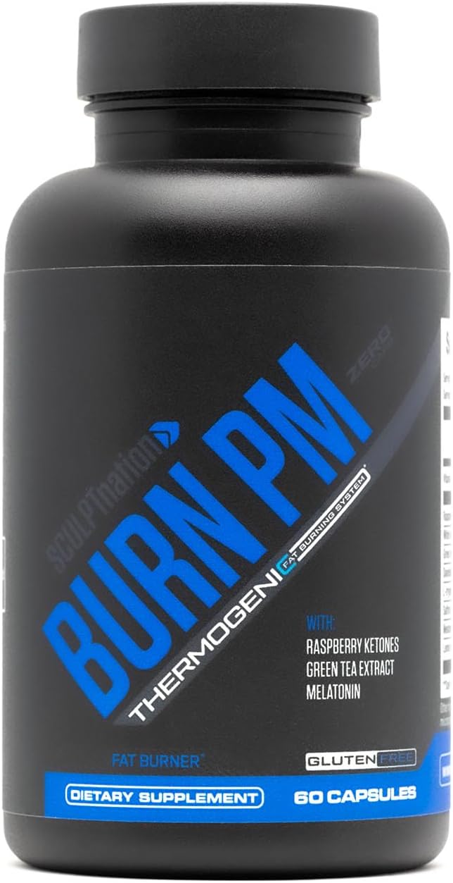 Sculpt Nation by V Shred Burn PM - Night Time Fat Burner - Appetite Suppressant and Weight Loss Support - Raspberry Ketones, Green Tea Extract, Melatonin - 60 Gluten Free Capsules