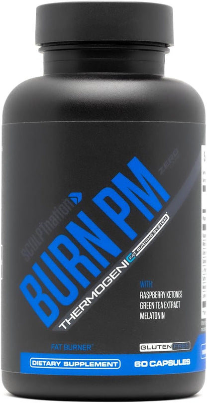 Sculpt Nation by V Shred Burn PM - Night Time Fat Burner - Appetite Suppressant and Weight Loss Support - Raspberry Ketones, Green Tea Extract, Melatonin - 60 Gluten Free Capsules