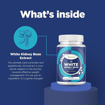 White Kidney Bean Extract Capsules - Ultra High Potency Optimized Extract for Enhanced Energy Digestion and AMPK Activation - Vegan Non-GMO Gluten Free Fiber and Antioxidant Rich Starch Inhibitor