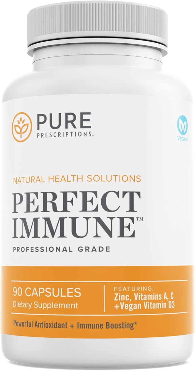 Perfect Immune Support Supplement with Vitamin C and D Plus Zinc and Vitamin A, 4 in 1 Immune Booster Vitamin Supplement, USA Made, GMO Free, Gluten Free, Veg Capsules - 60 Count