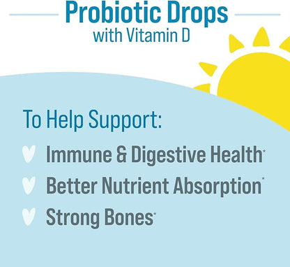 Culturelle Baby Probiotic Drops + Vitamin D, Immune & Digestive Health Support for Babies, Infants & Newborns 0-12 Months, 30 Day Supply, Gluten Free & Non-GMO, 9ml