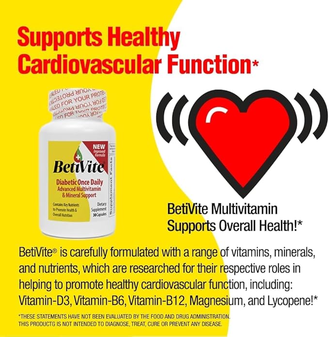 BetiVite Multi Vitamins Support Healthy Nerve Function & Eye Health, Contains ALA, Lycopene and Lutein to promote overall health, 30 Day Supply