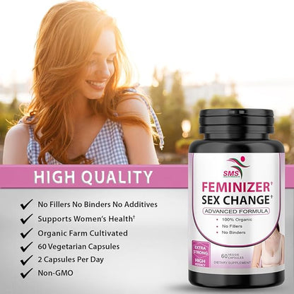 Feminizer Sex Change Capsules Pueraria Mirifica Potent Estrogen Hormone Complex for Trans Women - Breasts Booty Hair Skin Nails - Transgender Ladyboy Queer LGBT