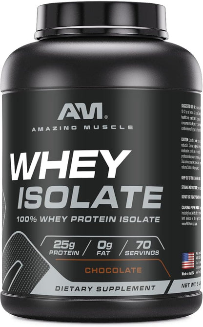 Whey Protein Isolate Powder | 25 Grams Protein Per Serving | 100% Whey Isolate | Zero Fat | Made in USA (5 Lb, Chocolate)
