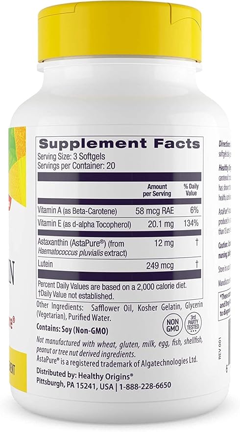 Healthy Origins Astaxanthin (AstaPure) 4 mg, 60 Softgels