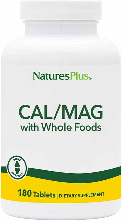 NaturesPlus Cal/Mag - 500 mg Calcium, 250 mg Magnesium, 180 Vegetarian Capsules - Gluten-Free - 90 Servings