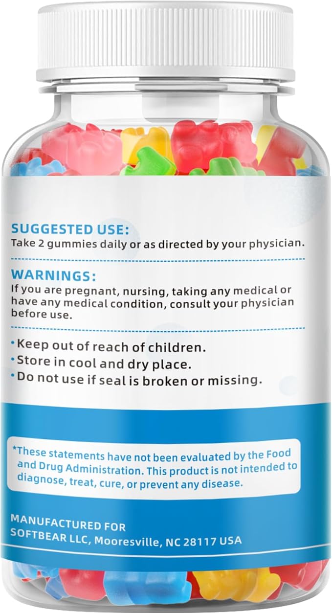 softbear Potassium Gummies for Adults, High Absorption Potassium Magnesium Supplement with Vitamin B6 CoQ10 for Leg Cramps & Muscle Health Sugar-Free Vegan Mixed Fruit Flavor 60 Gummies