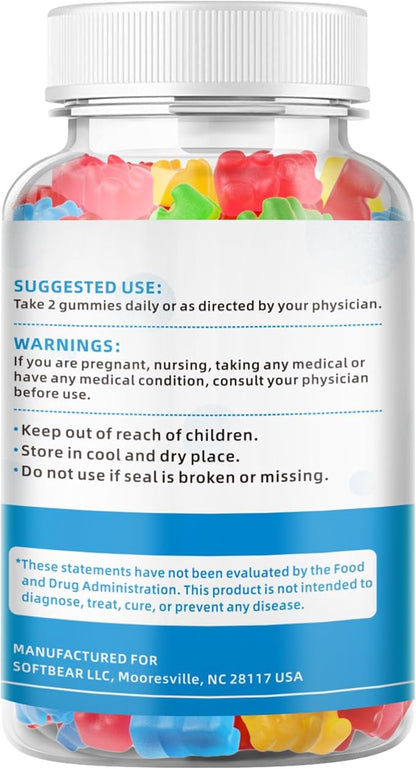 softbear Potassium Gummies for Adults, High Absorption Potassium Magnesium Supplement with Vitamin B6 CoQ10 for Leg Cramps & Muscle Health Sugar-Free Vegan Mixed Fruit Flavor 60 Gummies