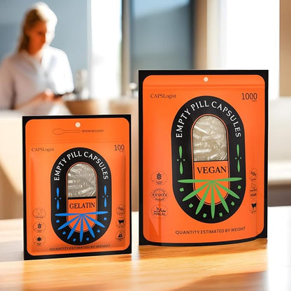 Capsules Size 0, 1000 Count Gel Pill Gelatin Capsules Empty with Bottle, Pill Caps for DIY Supplement Filling, Empty Caps, capsulas vacias para rellenar, Non-GMO Certified, Clear