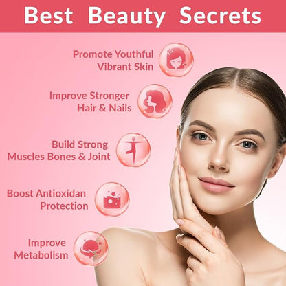 Sugar Free Collagen Gummies for Women, 2000mg Protein Type I,II,III,V,X with 5000mcg Biotin Vitamin C D B12, Hydrolyzed Collagen Peptides Gummies for Immune Digestion Skin Hair Nails Energy Bone Joint