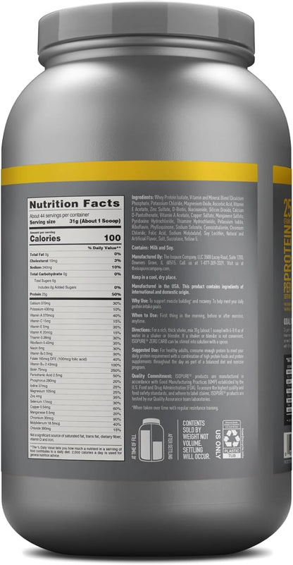 Isopure Protein Powder, Zero Carb Whey Isolate with Vitamin C & Zinc for Immune Support, 25g Protein, Keto Friendly, Banana Cream, 44 Servings, 3 Pounds (Packaging May Vary)