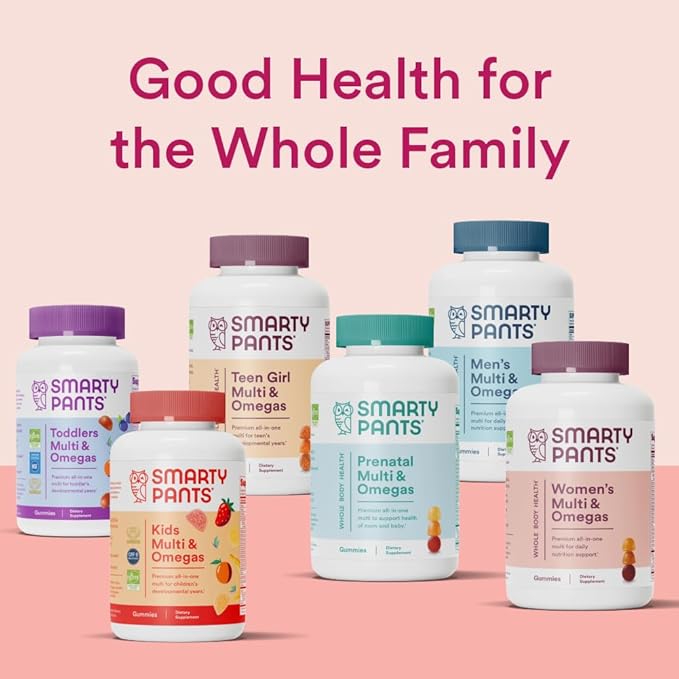 SmartyPants Women's Multivitamin Gummies: Omega 3 Fish Oil (EPA/DHA), Methylfolate, CoQ10, Vitamin D3, C, Vitamin B12, B6, Vitamin A, K & Zinc, Gluten Free, 120 Count (20 Day Supply)