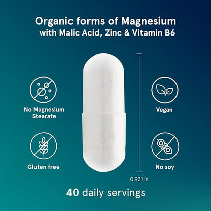 Puori Organic Magnesium Zinc Supplement - 300mg - 120 Vegan Capsules - High Absorption M3 Complex for Sleep, Immune Support, Energy, Muscle Recovery, Relaxation & Leg Cramps - Zinc & Vitamin B6