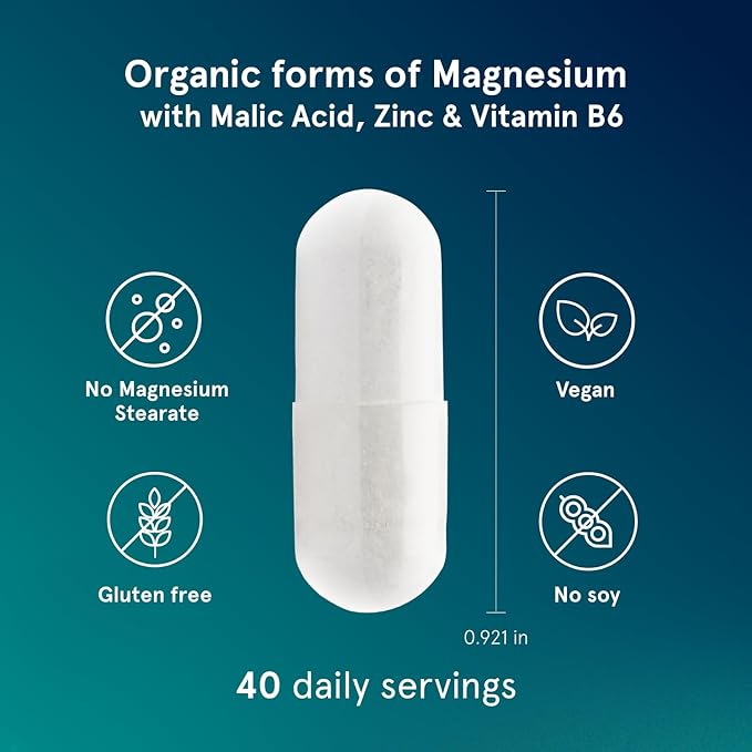Puori Organic Magnesium Zinc Supplement - 300mg - 240 Vegan Capsules - High Absorption M3 Complex for Sleep, Immune Support, Energy, Muscle Recovery, Relaxation & Leg Cramps - Zinc & Vitamin B6