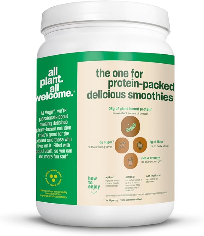 Vega Original Protein Powder, Creamy Chocolate Plant Based Protein Drink Mix for Water, Milk and Smoothies, 16.2 oz (Packaging May Vary)