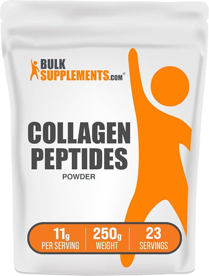 BulkSupplements.com Collagen Peptides Powder - Collagen Supplement, Bovine Collagen Powder - Powdered Collagen, Hydrolyzed & Gluten Free, 11g per Serving, 250g (8.8 oz) (Pack of 1)