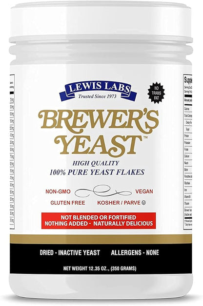 Brewers Yeast Flakes for Lactation Cookies, Breastfeeding Supplement to Boost Mother's Milk (1 Pack) - Non Fortified, Unsweetened - Kosher, Gluten Free, Non GMO, Vegan, Plant Based Protein Powder