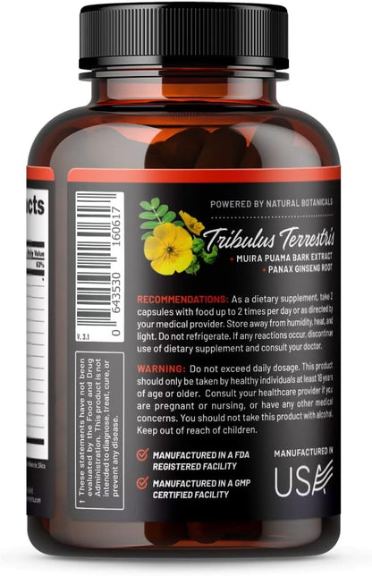 Snap Supplements Nitric Oxide Booster, Nitric Oxide Supplement for Blood Circulation and Blood Flow, 60 Capsules