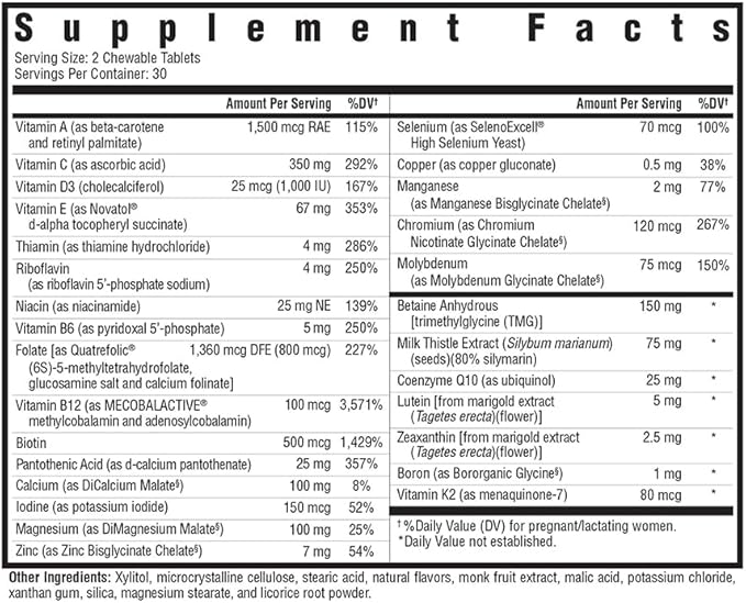 Seeking Health Prenatal Essentials Chewable - Prenatal Support Supplement with Riboflavin - Formula Supports Immune Health & Methylation - B12 Supplement to Support Genetic Development - 60 Tablets