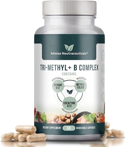 Tri-Methyl+ B Complex - Full Spectrum Methyl B Complex Vitamin Supplement with Active Forms of B12 Methylcobalamin, Adenosylcobalamin, and Methylfolate - Methylated B Vitamins