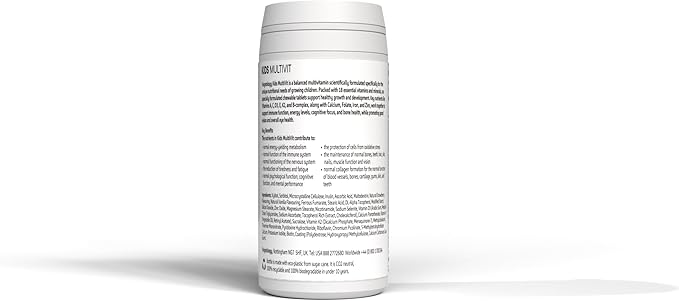 Kids MultiVitamin Supplement, Vegan Chewable Multivitamin for Immune Support, Energy, & Growth, 18 Essential Vitamins & Minerals, Ages 4+ - 60 Tablets, Strawberry