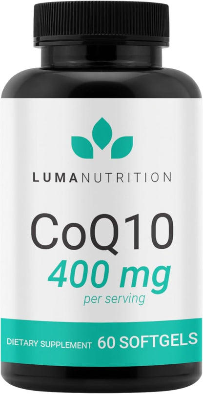 Luma Nutrition CoQ10 400mg Softgels - Premium Coenzyme Q10 - Co Q-10 200mg Softgel / 400mg Per Serving - 60 Liquid Softgels