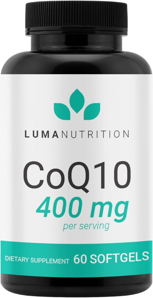 Luma Nutrition CoQ10 400mg Softgels - Premium Coenzyme Q10 - Co Q-10 200mg Softgel / 400mg Per Serving - 60 Liquid Softgels