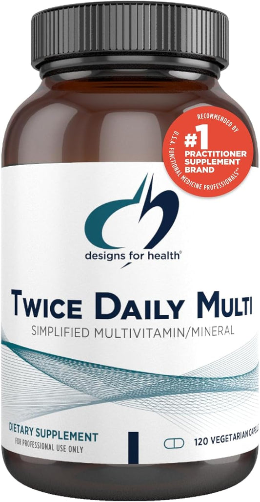 Designs for Health Methylated Multivitamin for Women & Men - Twice Daily Multimineral Supplement & Multivitamin Without Iron + Methylated B12 and Folate, Vitamin C, K, D, E + More (120 Capsules)