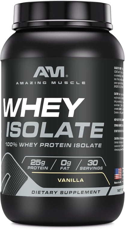 Whey Protein Isolate Powder | 25 Grams Protein Per Serving | 100% Whey Isolate | Zero Fat | Made in USA (2 Lb, Vanilla)