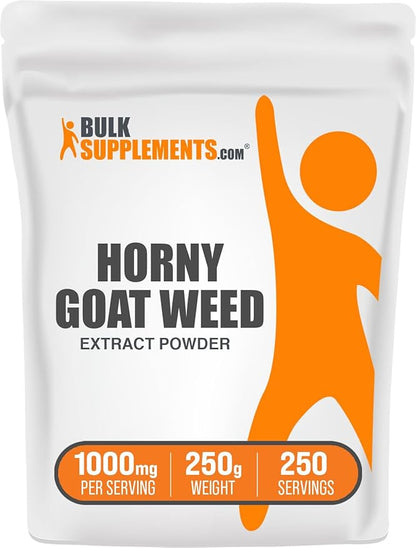 BulkSupplements.com Horny Goat Weed Extract - Epimedium Extract, Horny Goat Weed Herbal Supplements, Horny Goat Weed Powder- Gluten Free, 1000mg per Serving, 250g (8.8 oz) (Pack of 1)
