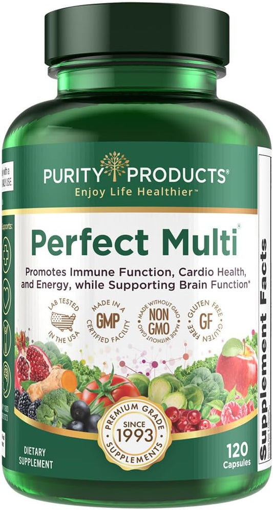 Purity Products Perfect Multi - Multivitamin Packed with Vitamins, Minerals and Phytonutrients - 60 Breakthrough Nutrients - Support for Healthy Immunity, Normal Energy Levels - 120 Capsules (1)
