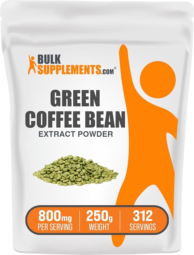 BulkSupplements.com Green Coffee Bean Extract Powder - Green Coffee Bean Supplements, Green Coffee Bean Powder - Energy Support, Gluten Free, 800mg per Serving, 250g (8.8 oz) (Pack of 1)