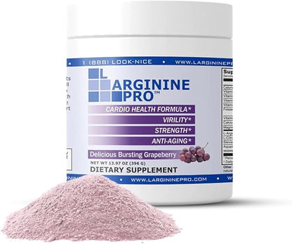 L-ARGININE PRO | 5,500mg L-Arginine Plus L-Citrulline 1,100mg Powder Supplement for Increased Nitric Oxide Production | Endurance, Heart Health & Blood Flow (3, Grape)