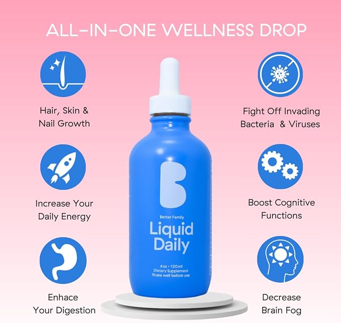 Better Family - Liquid Daily Multivitamin - All-in-One Wellness Drop - All Ages & Genders - Methylated Vitamins - No Sugar or Artificials - Gluten Free, Non-GMO - Dietary Supplement - 4oz (120 ml)