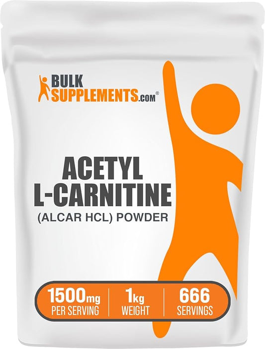 BulkSupplements.com Acetyl L-Carnitine Powder - ALCAR Powder, Acetyl L-Carnitine 1500mg, Carnitine Supplement - Gluten Free, 1500mg per Serving, 1kg (2.2 lbs) (Pack of 1)