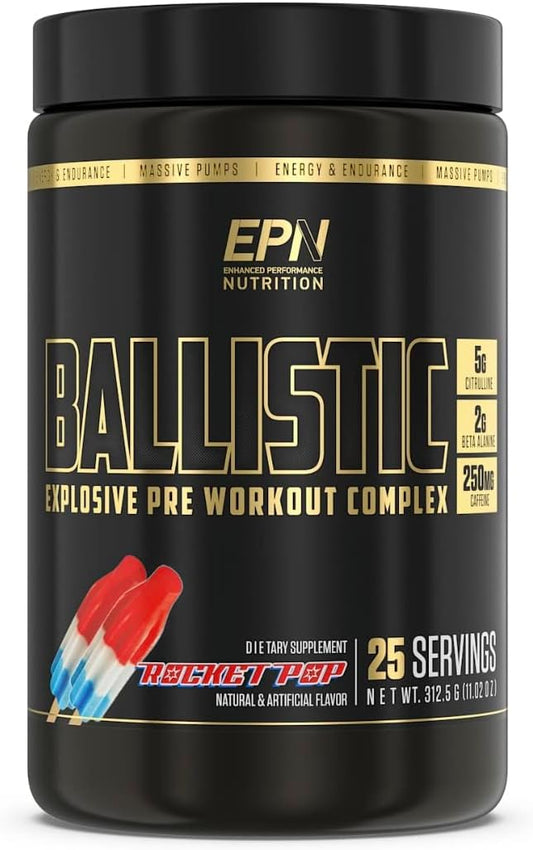 BALLISTIC Pre Workout | #1 New Pre Workout Powder w/ Nitric Oxide Booster, Electrolytes, Caffeine & Nootropics | Insane Pumps, Focus, Stamina, Energy, Hydration for Men & Women - Rocket Pop
