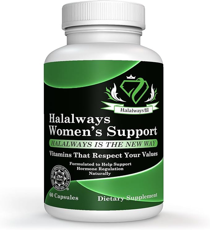 Halalways Women's Support Certified Halal Supplement Women's Support | Special Formula | Hormone Regulator w/Natural Ingredients | Made in USA | 60 Capsules