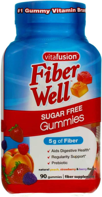 VitaFusion, Fiber Well Gummies, Fiber Supplement, Assorted Flavors - 90 gummies, Pack of 4