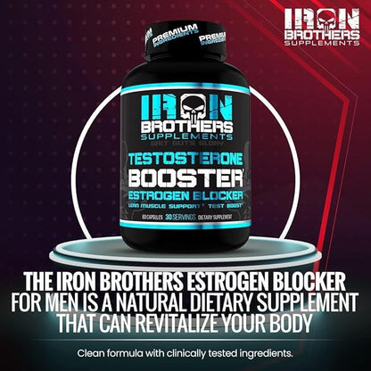 Test Booster for Men with Estrogen Blocker - Anti-Estrogen Dietary Supplement - Natural Aromatase Inhibitor - Increase Libido & Strength 60 Capsules - Muscle Growth - Weight Loss (2 Bottles)
