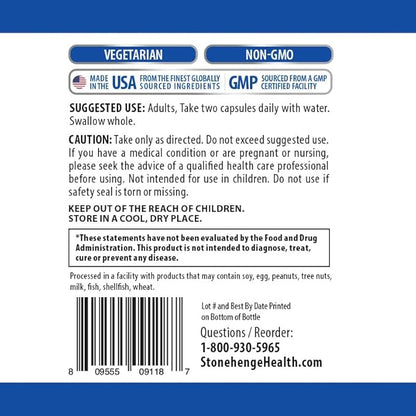 Stonehenge Health Dynamic Mushrooms - 100% Fruiting Bodies & Extracts - Lion’s Mane, Chaga, Maitake, Shiitake, Reishi - Nootropic Brain & Immune System Support - No Mycelium - 60 Veggie Capsules