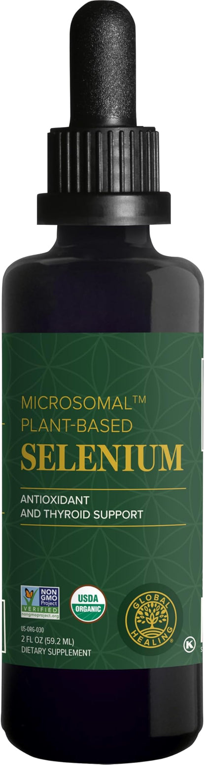 Global Healing Selenium 200mcg, Selenium Supplement Drops with Organic Ingredients, Antioxidants for Thyroid and Immune Support, Non-GMO & Gluten-Free, for Men & Women - 2 Fl Oz