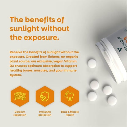 Chewable Vitamin D3 Tablets – High Strength 62.5µg 2,500IU Vitamin D3 Cholecalciferol – Vegan Gluten Free VIT D3 Vitamin Supplements (60Ct)