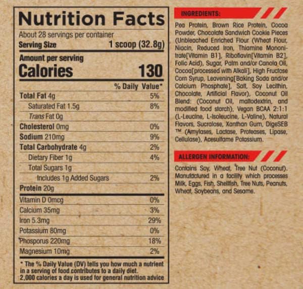 Arms Race Nutrition Vegan Gourmet Plant-Based Protein Blend - 32 oz. (2 lbs) (Chocolate Brownie)