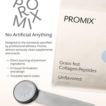 Promix Collagen Peptides, Unflavored, 2.5lb Bulk - Hydrolyzed Collagen Protein Promotes Healthy Skin, Bones, Joints & Recovery Support - Add to Shakes, Smoothies, Beverages & Baking recipes.