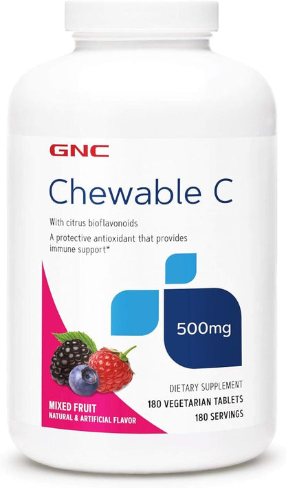 GNC Chewable C 500mg | Provides Immune Support | Mixed Fruit | 180 Count